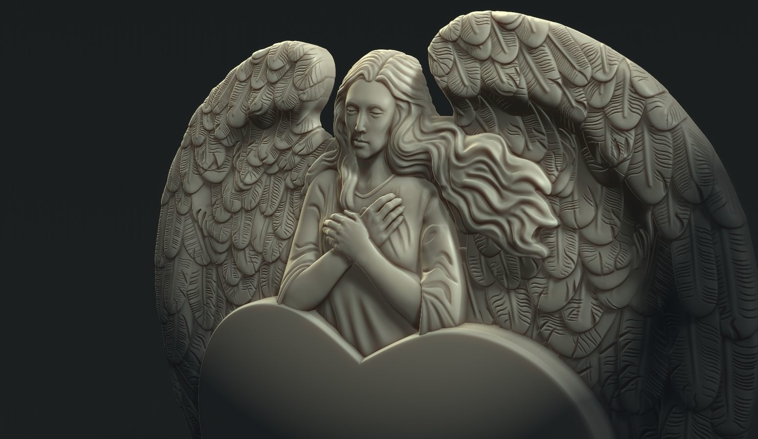 Angel and Heart Tombstone2 3D print model_3