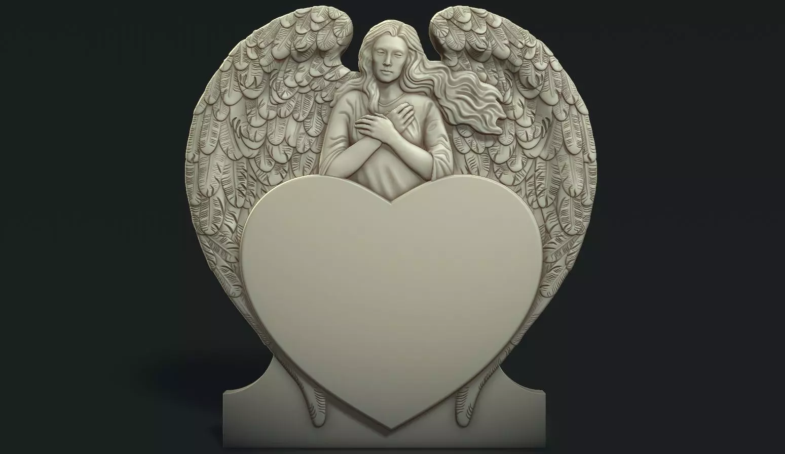 Angel and Heart Tombstone2 3D print model_0