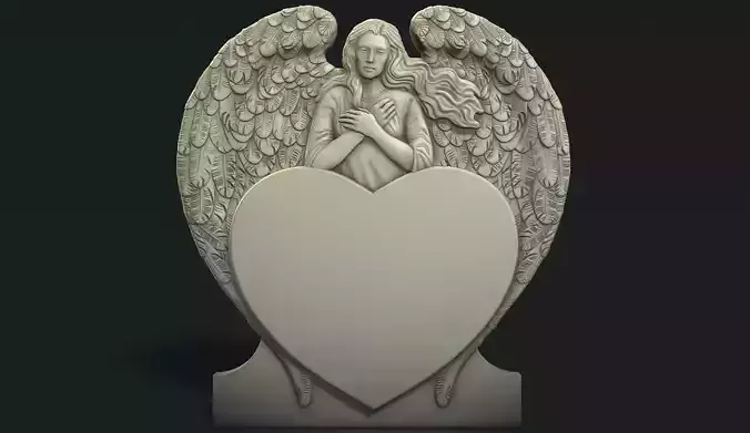 Angel and Heart Tombstone2 3D print model