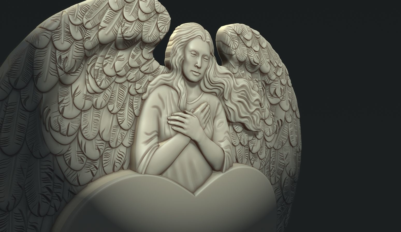 Angel and Heart Tombstone2 3D print model_4