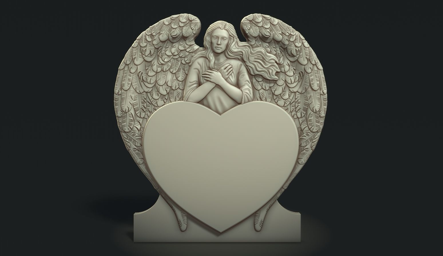 Angel and Heart Tombstone2 3D print model_11