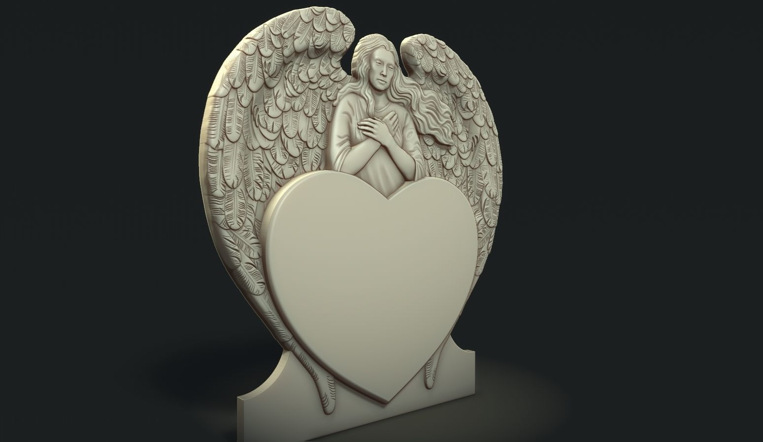 Angel and Heart Tombstone2 3D print model_1