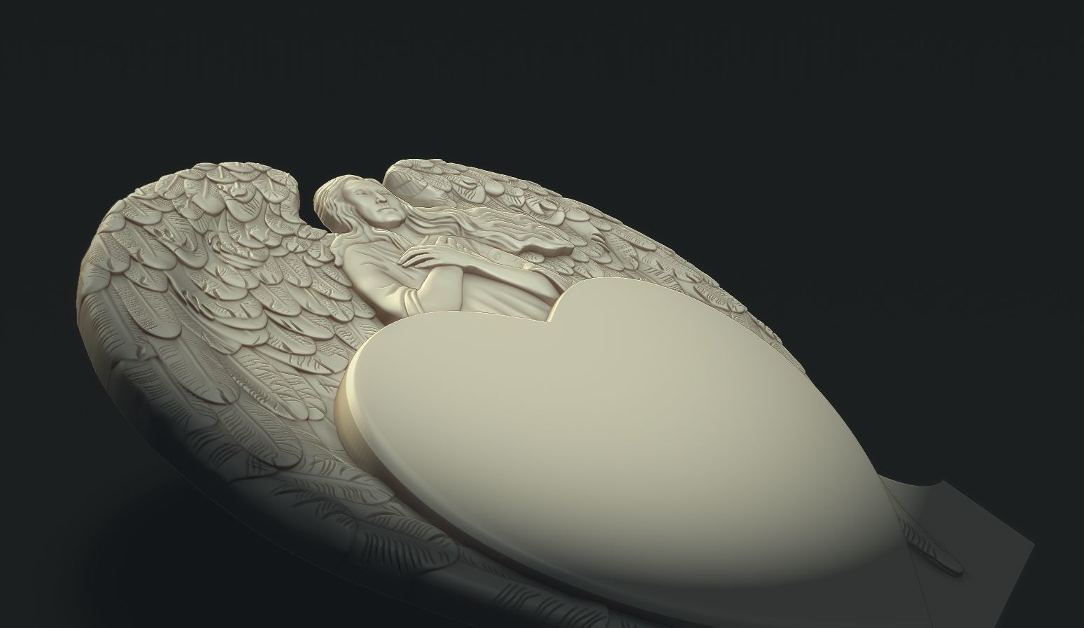 Angel and Heart Tombstone2 3D print model_6