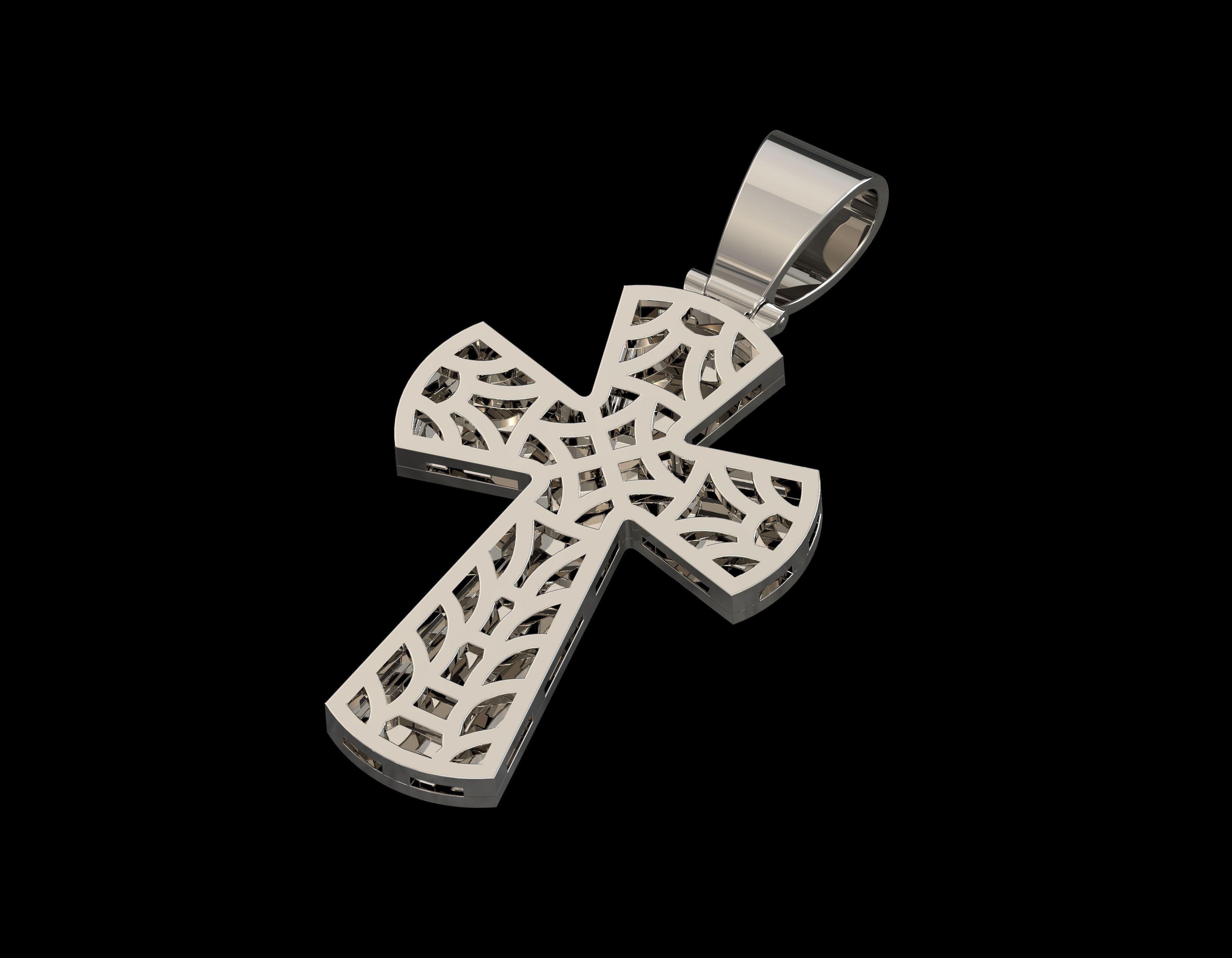 cross pendant gold 3D print model_2
