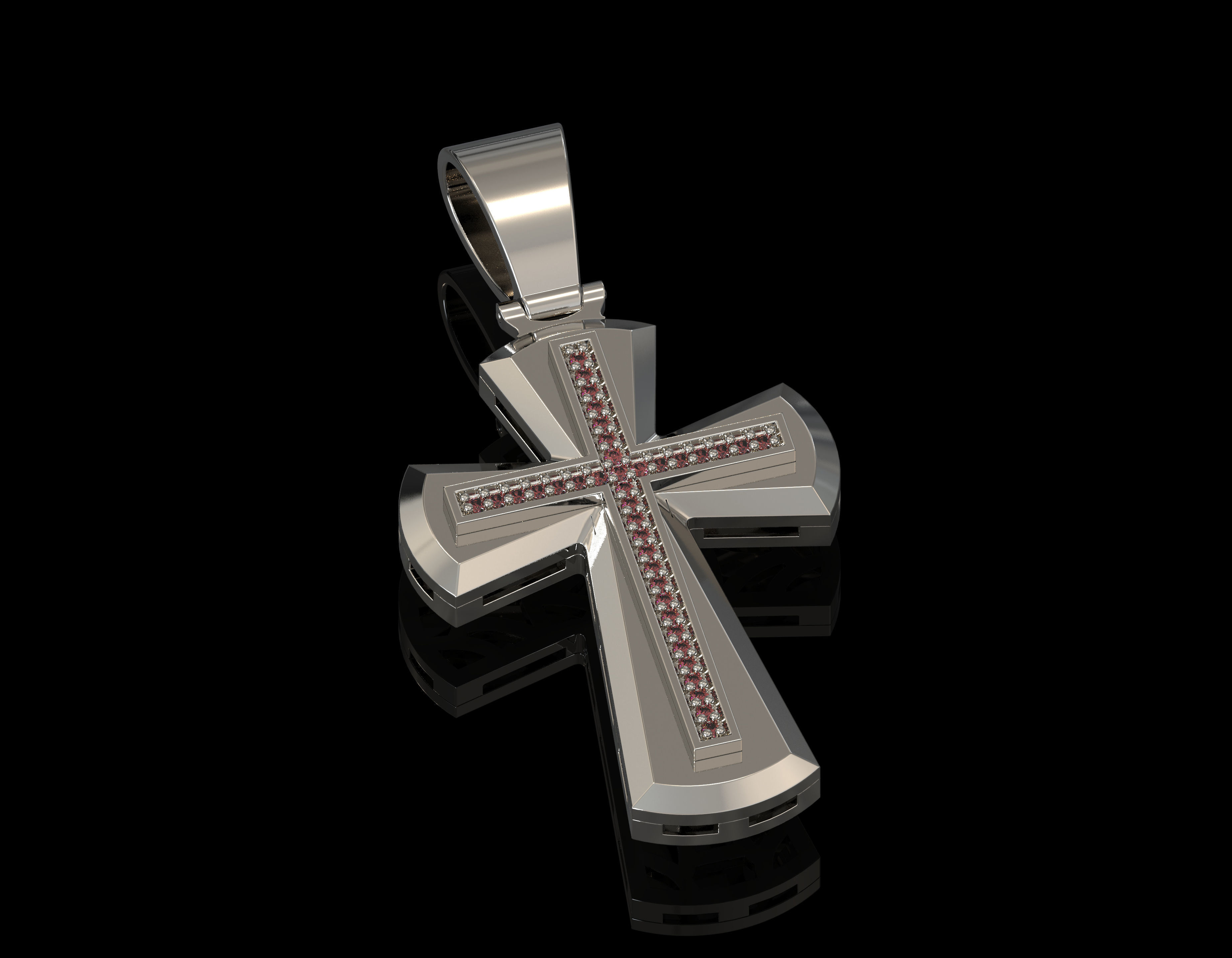 cross pendant gold 3D print model_6