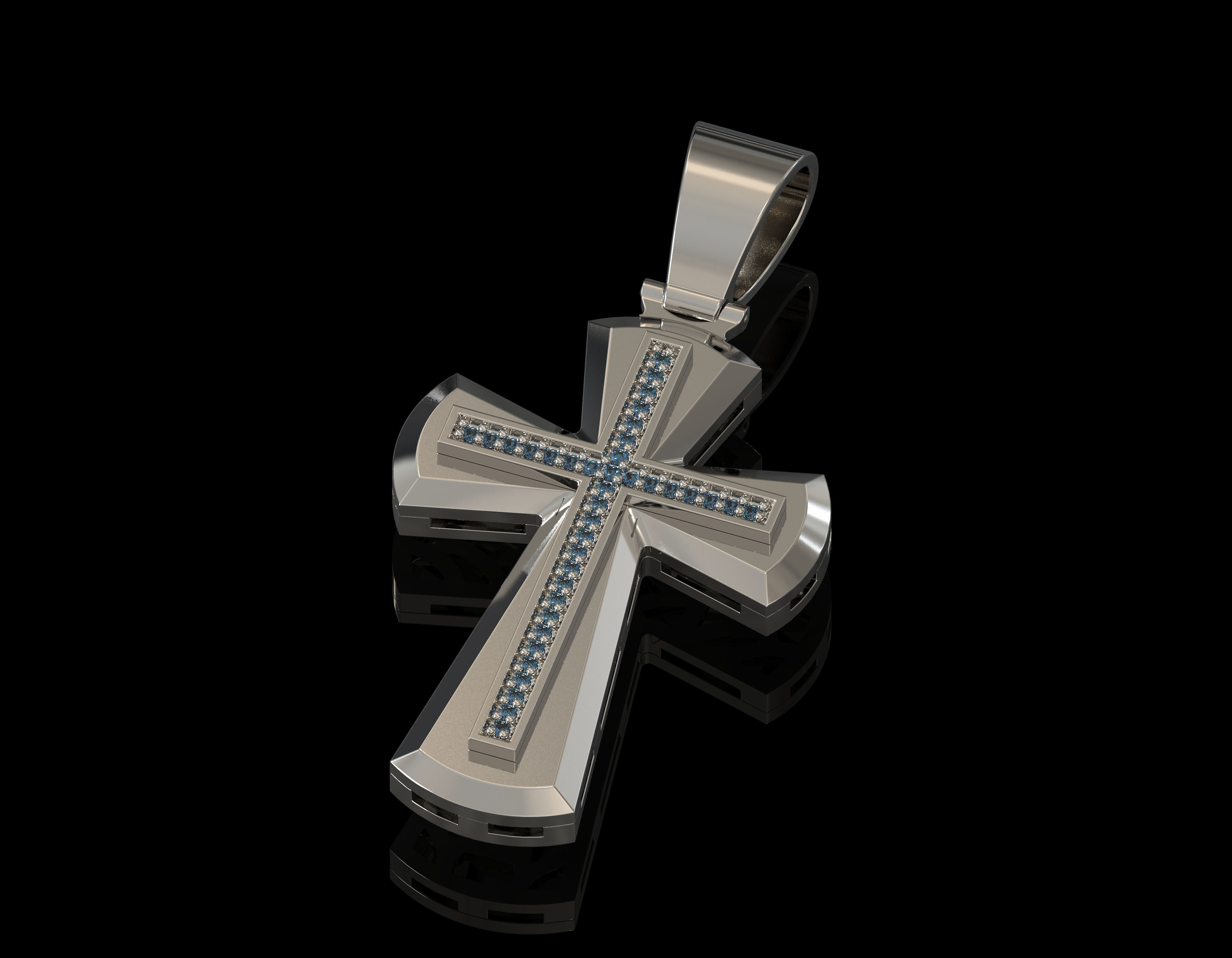 cross pendant gold 3D print model_7