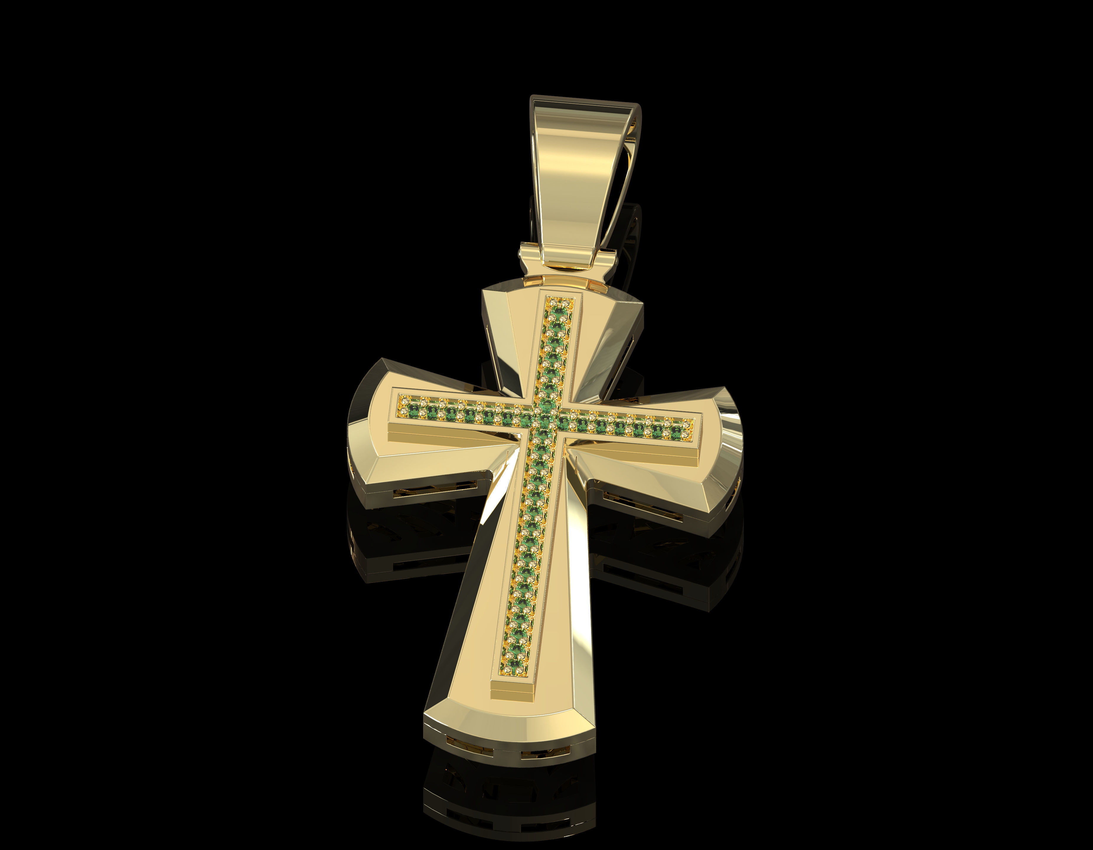 cross pendant gold 3D print model_8