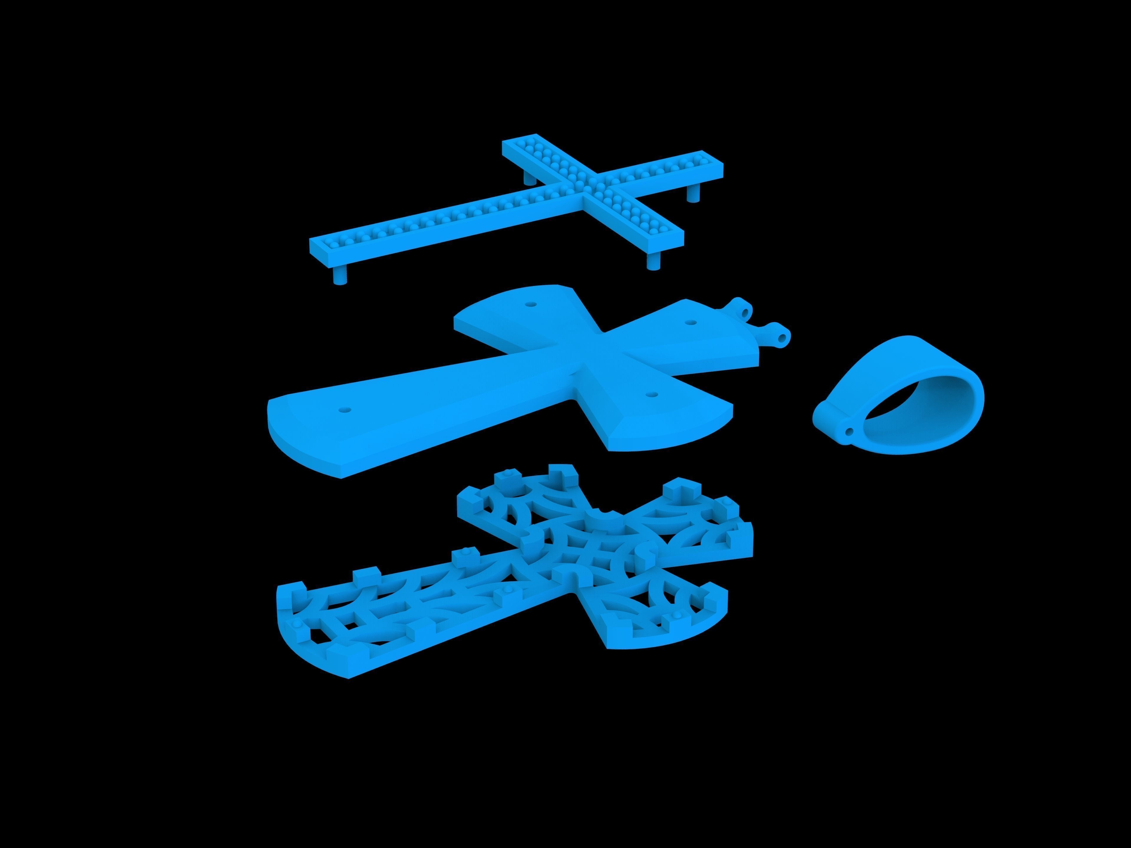 cross pendant gold 3D print model_10