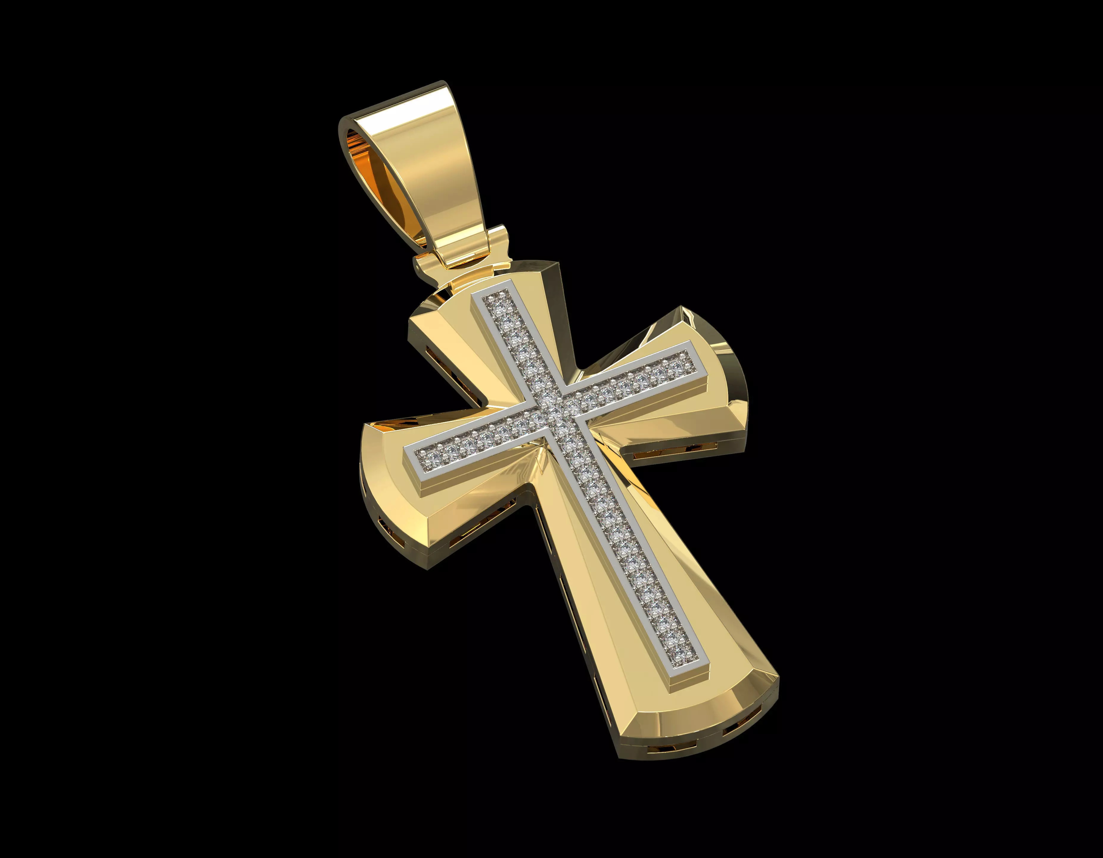 cross pendant gold 3D print model_0