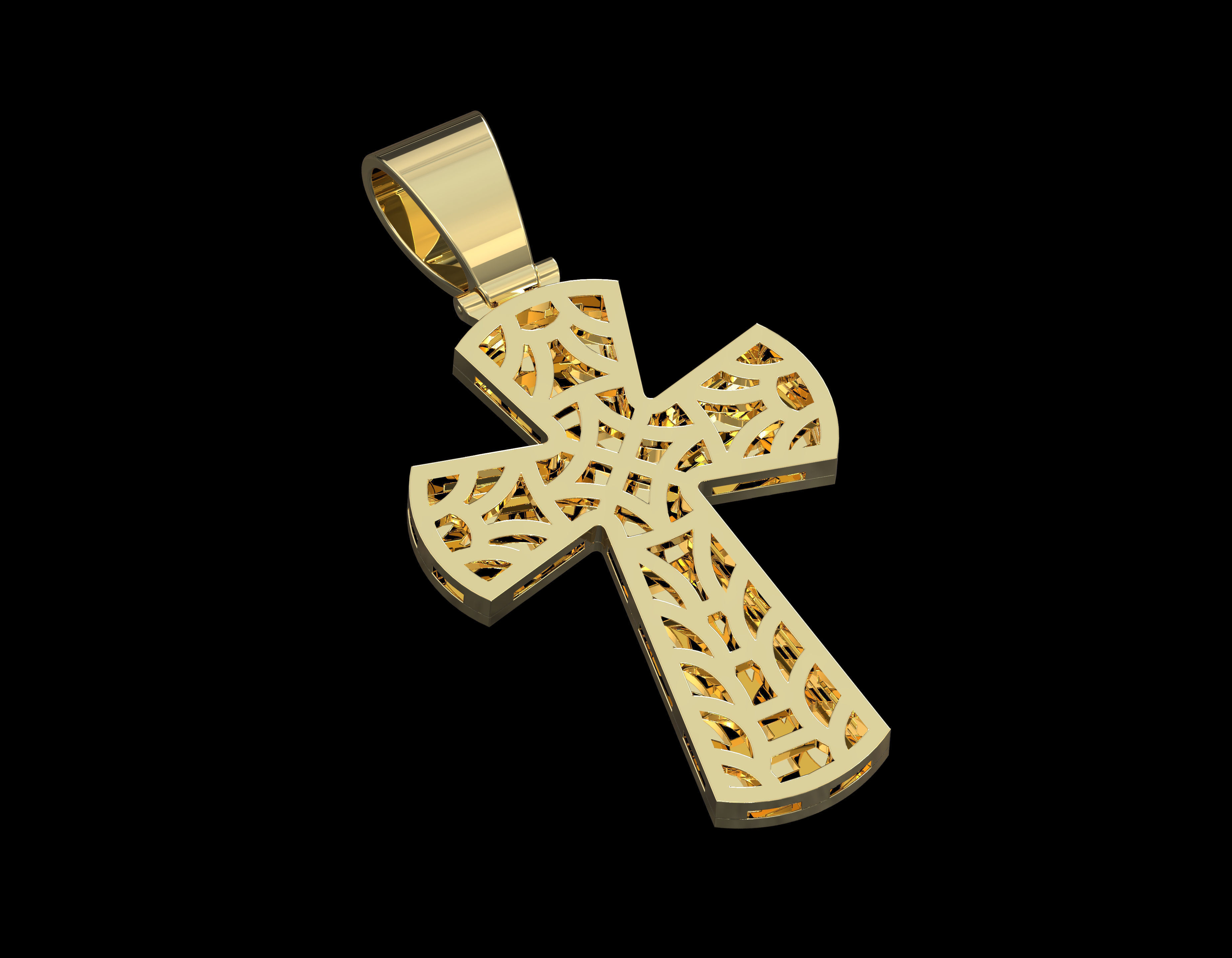 cross pendant gold 3D print model_1