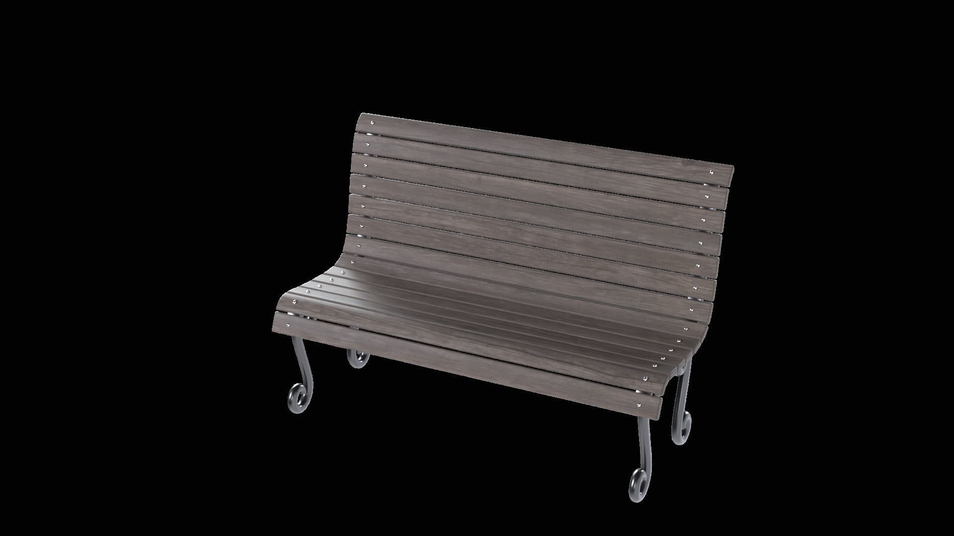 bench Low-poly 3D model_3