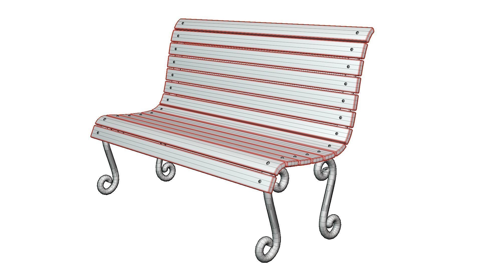 bench Low-poly 3D model_6
