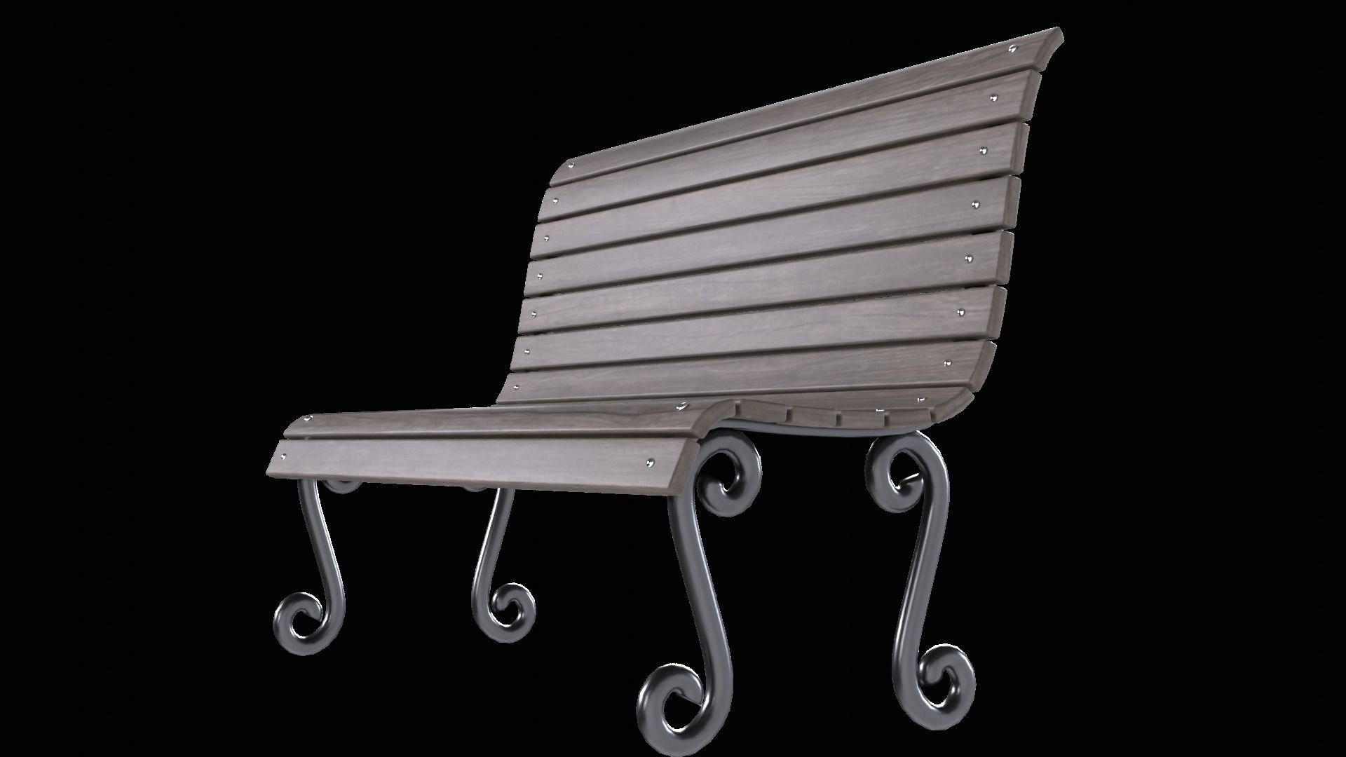 bench Low-poly 3D model_4