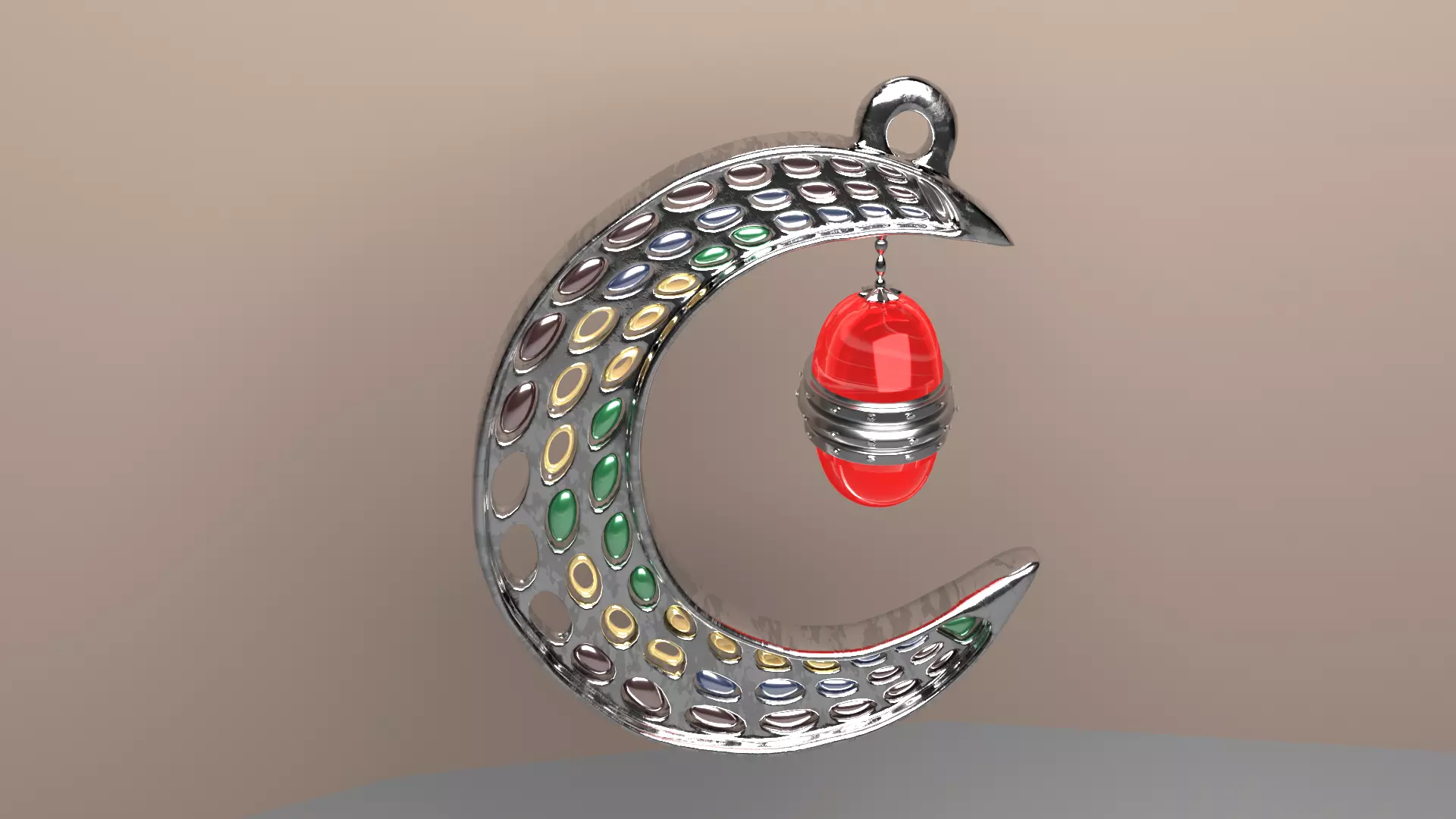 silver moon 3D model_0