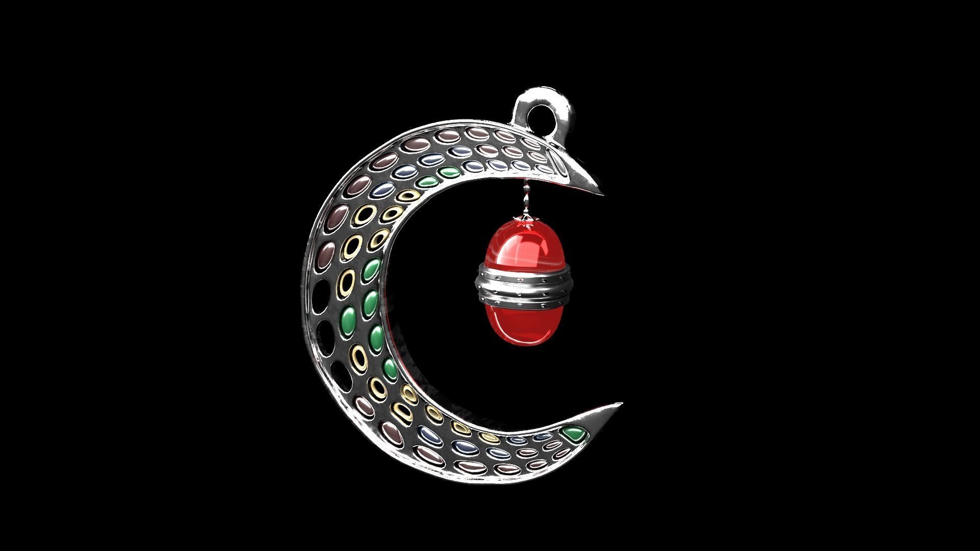 silver moon 3D model_3