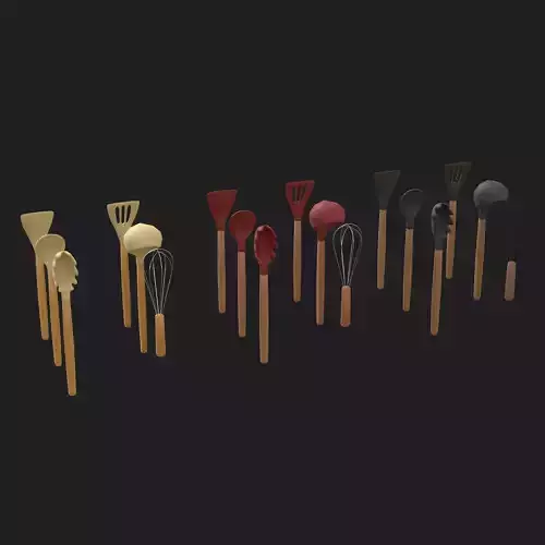 Cooking Utensils 18 Piece Set Low-poly 3D model