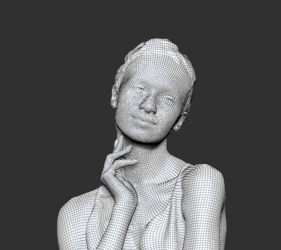 Beautiful woman in evening dress 325 Low-poly 3D model_5