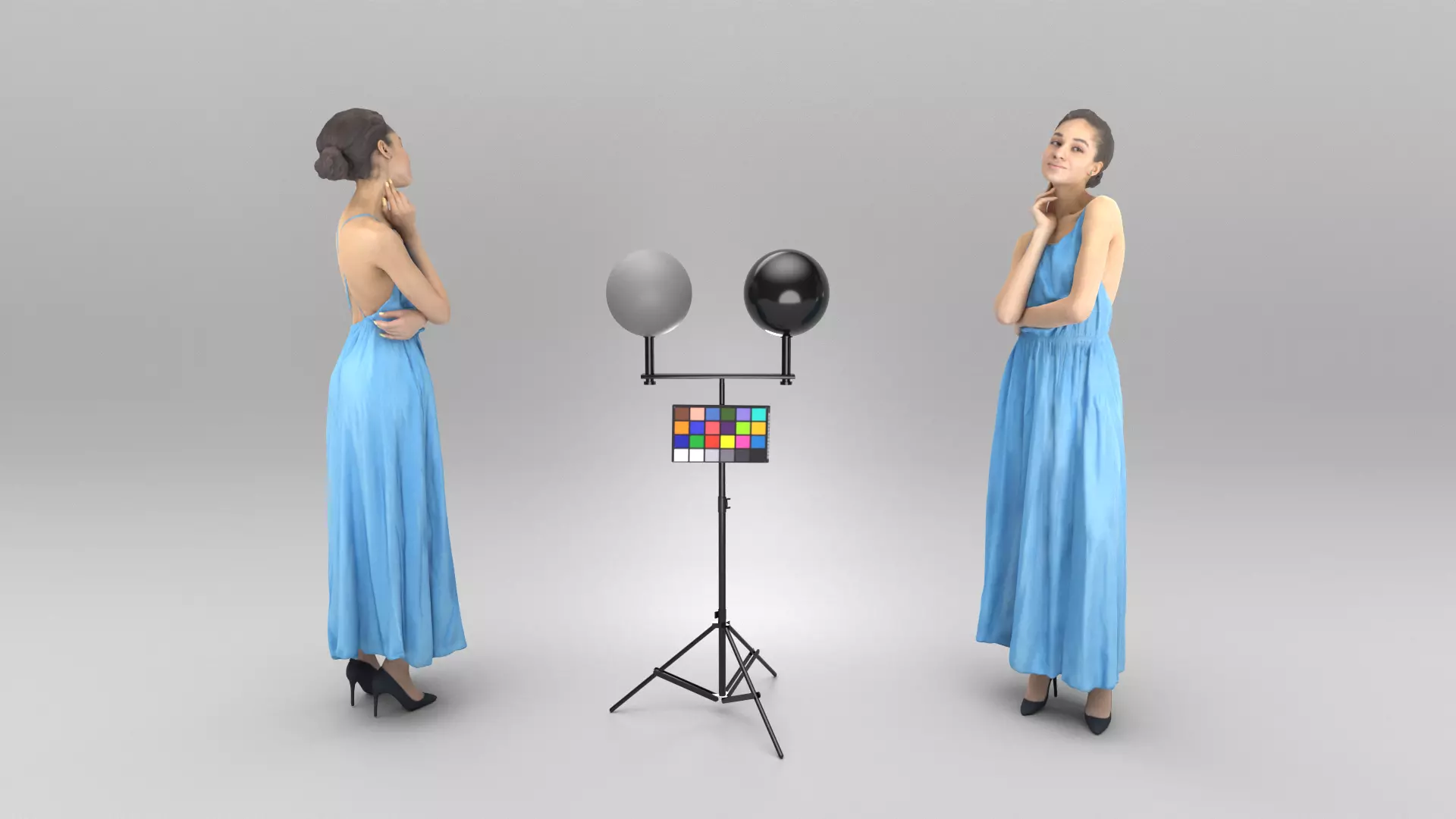 Beautiful woman in evening dress 325 Low-poly 3D model_0