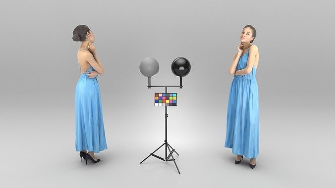Beautiful woman in evening dress 325 Low-poly 3D model