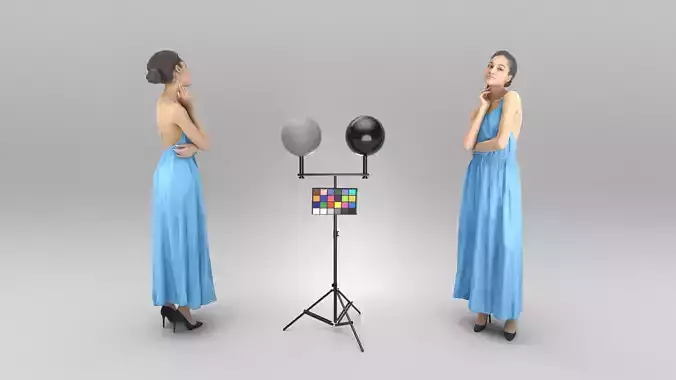 Beautiful woman in evening dress 325 Low-poly 3D model