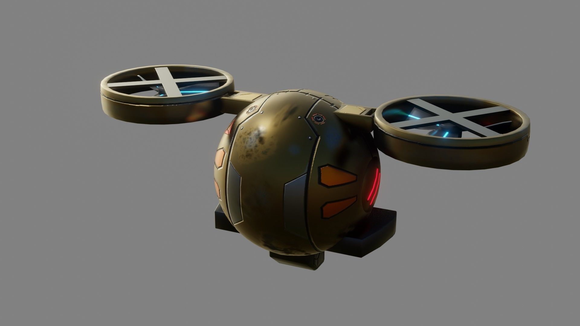 Sci-Fi Drone - Low Poly - Game Ready - PBR Low-poly 3D model_6