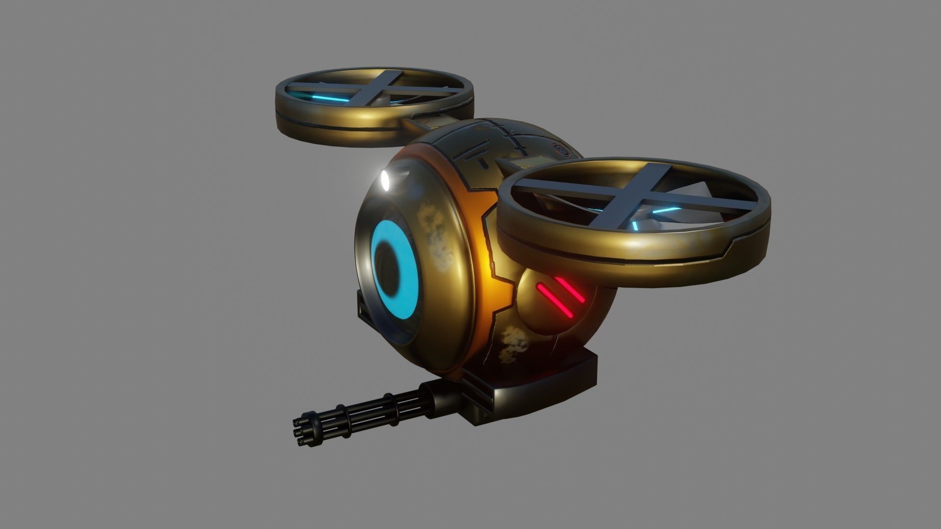 Sci-Fi Drone - Low Poly - Game Ready - PBR Low-poly 3D model_2