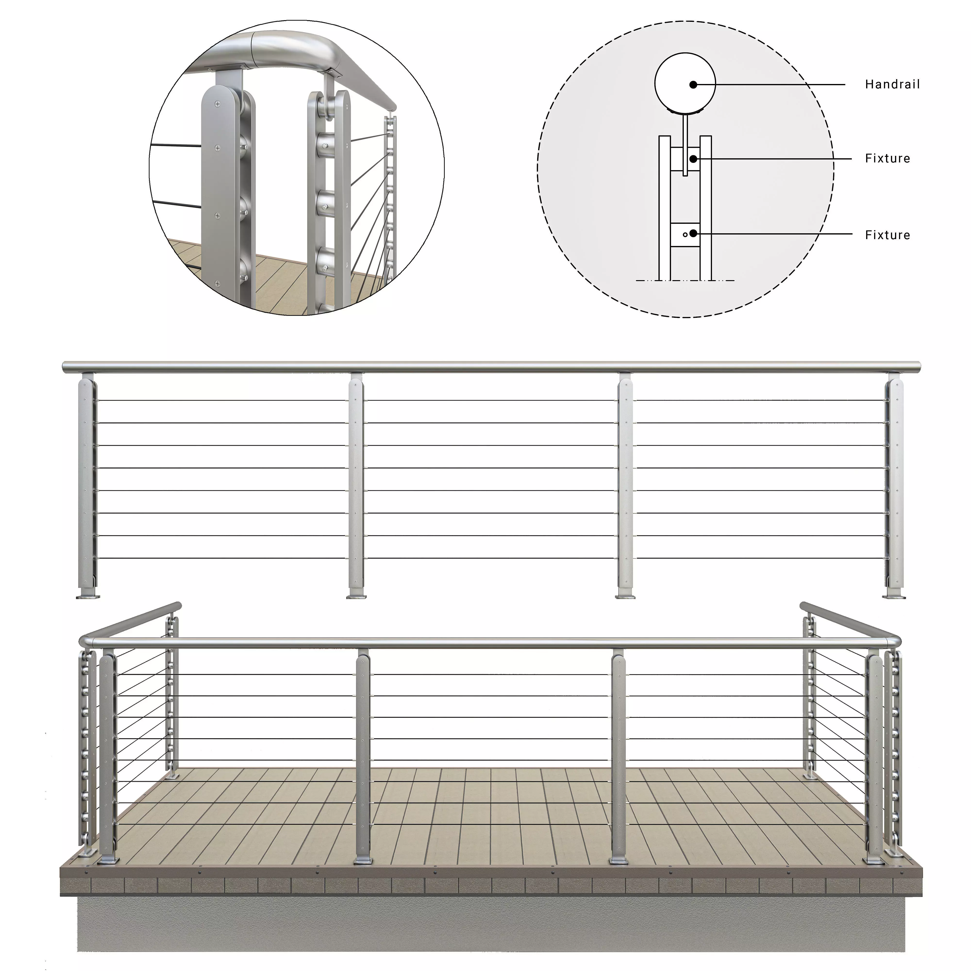 Cable Railing 3D model_0