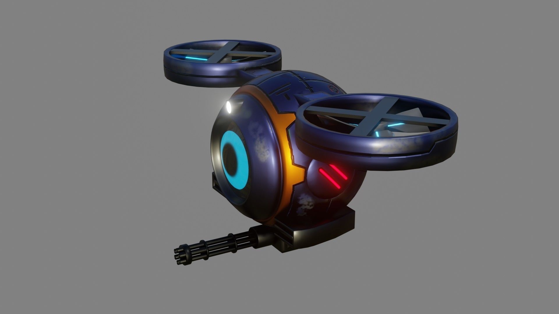 Sci-Fi Drone - Low Poly - Game Ready - PBR Low-poly 3D model_2