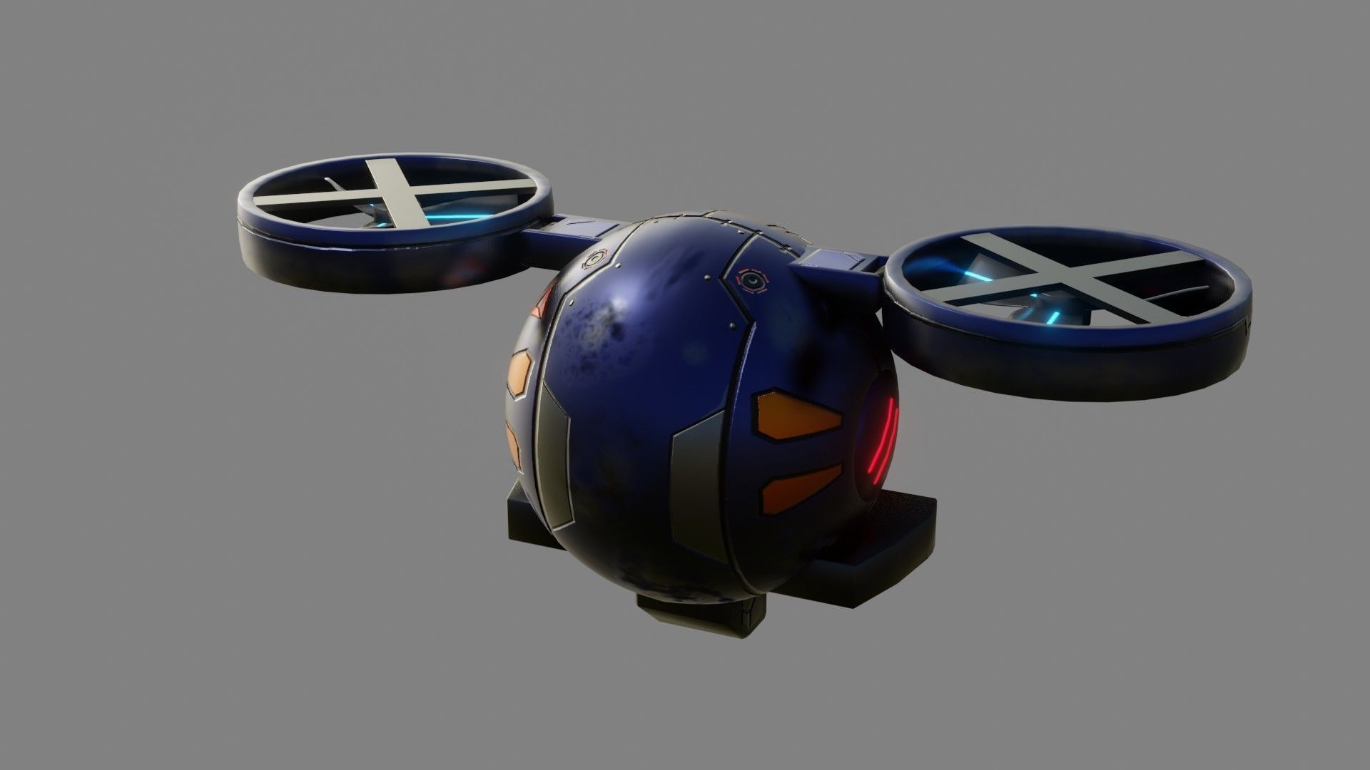 Sci-Fi Drone - Low Poly - Game Ready - PBR Low-poly 3D model_6