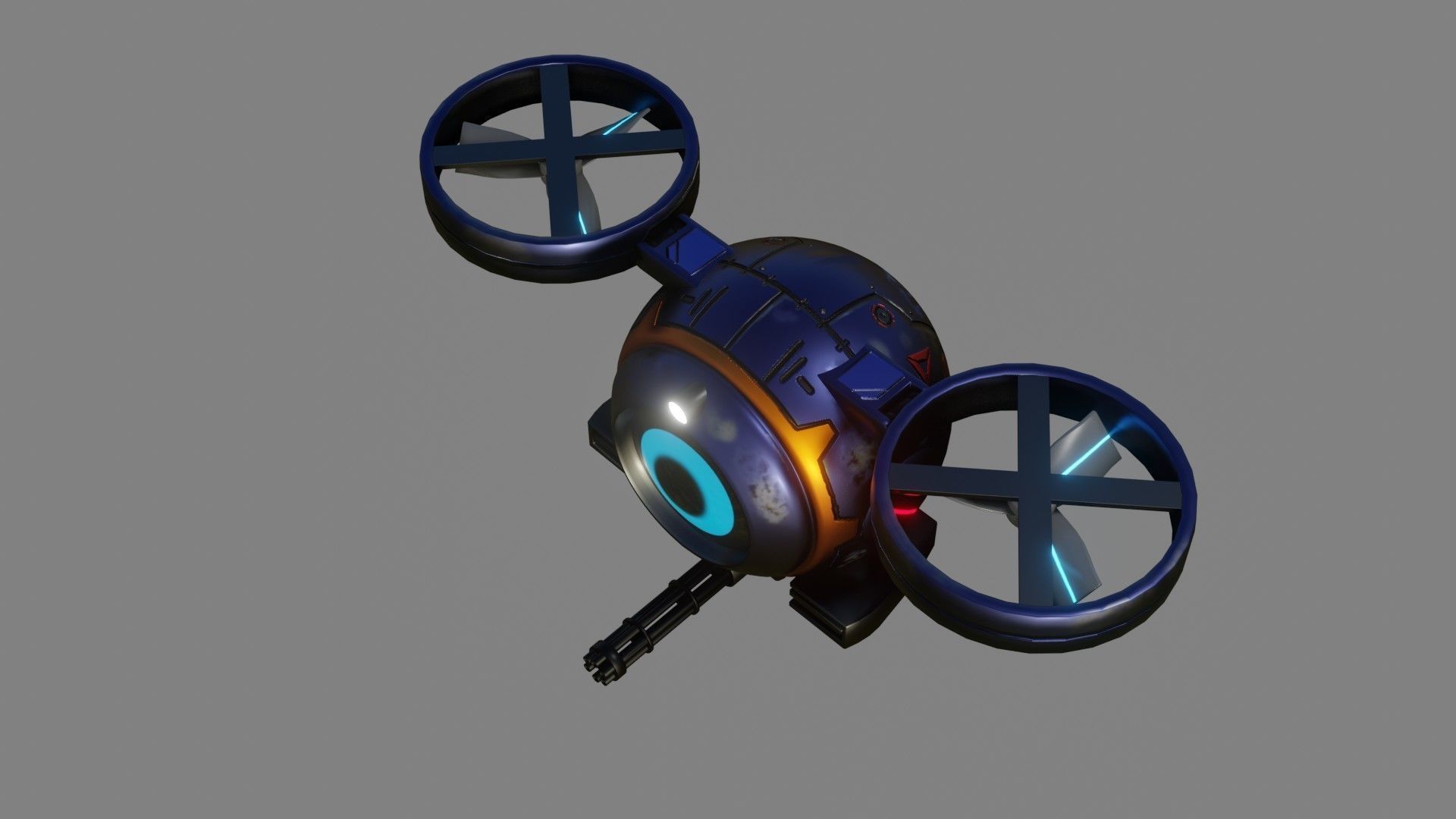 Sci-Fi Drone - Low Poly - Game Ready - PBR Low-poly 3D model_8