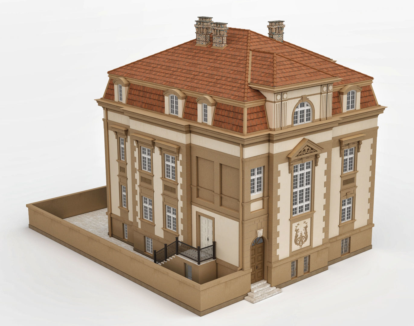 Elegant Townhouse HQ Model 3D model_3