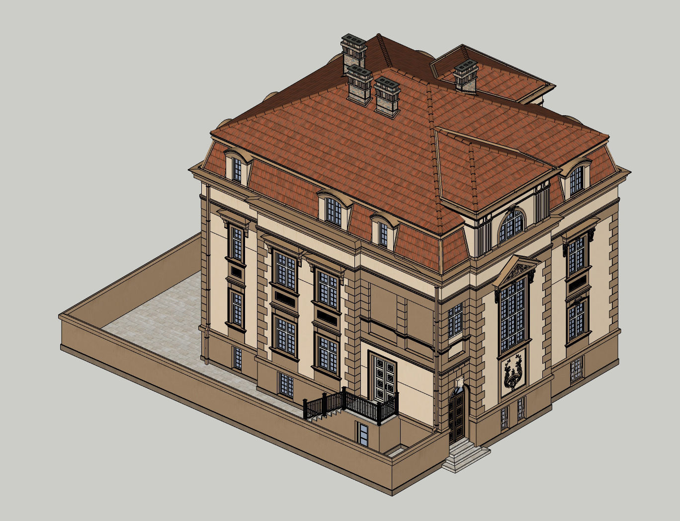 Elegant Townhouse HQ Model 3D model_23