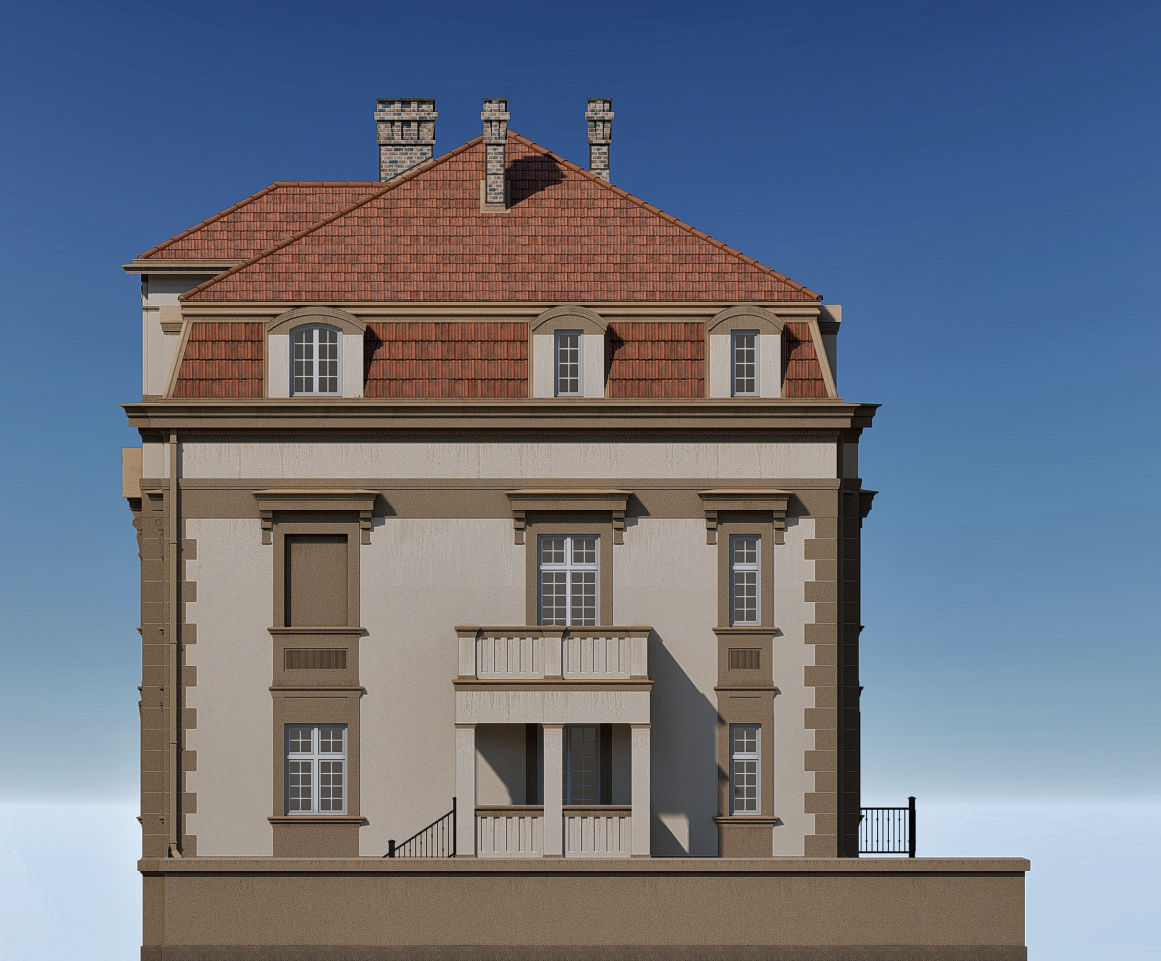 Elegant Townhouse HQ Model 3D model_10