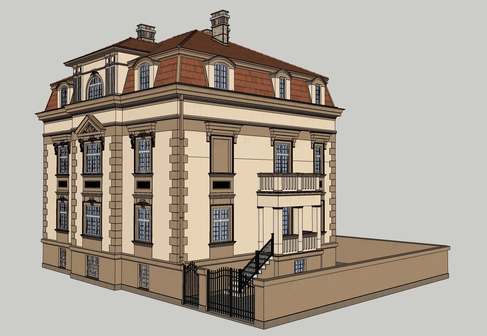 Elegant Townhouse HQ Model 3D model_22