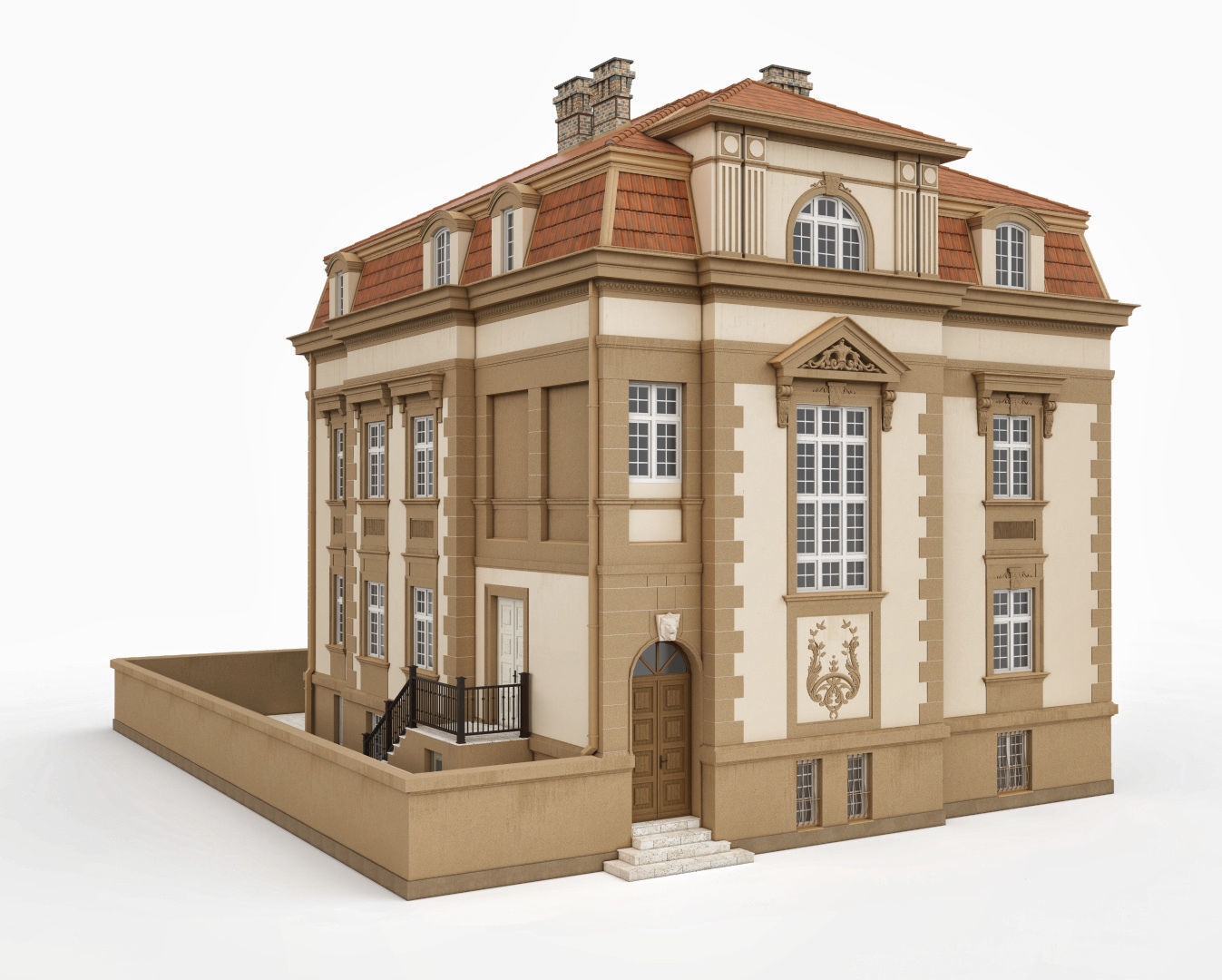 Elegant Townhouse HQ Model 3D model_5