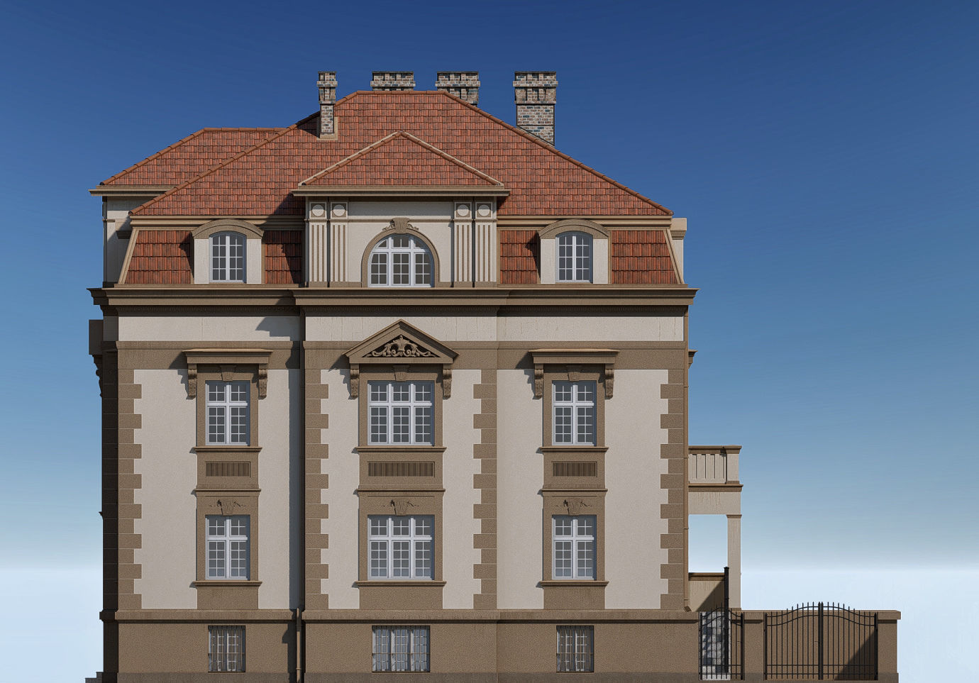 Elegant Townhouse HQ Model 3D model_9