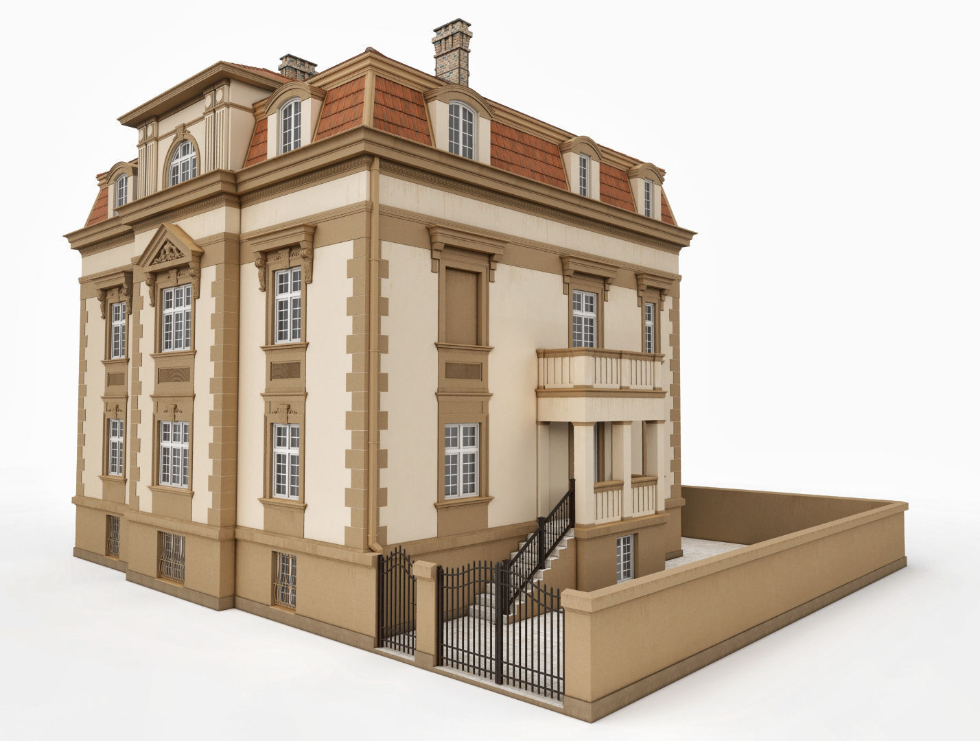 Elegant Townhouse HQ Model 3D model_7