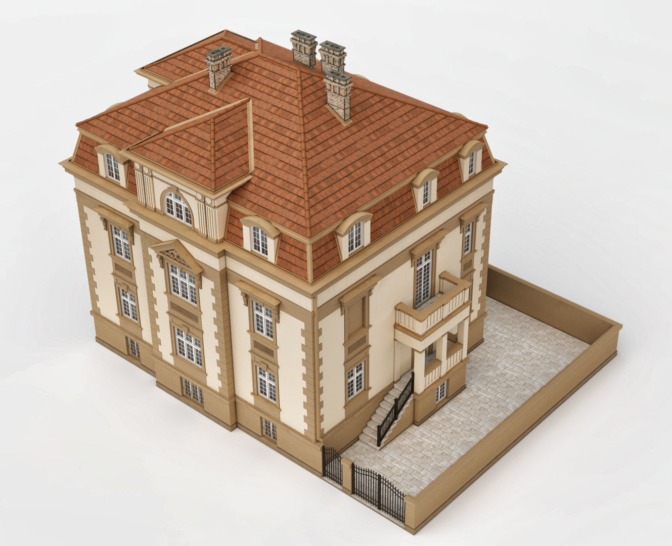 Elegant Townhouse HQ Model 3D model_4