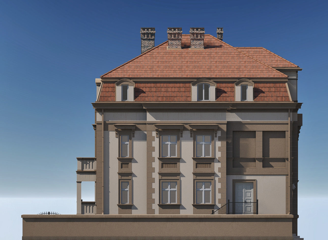 Elegant Townhouse HQ Model 3D model_11