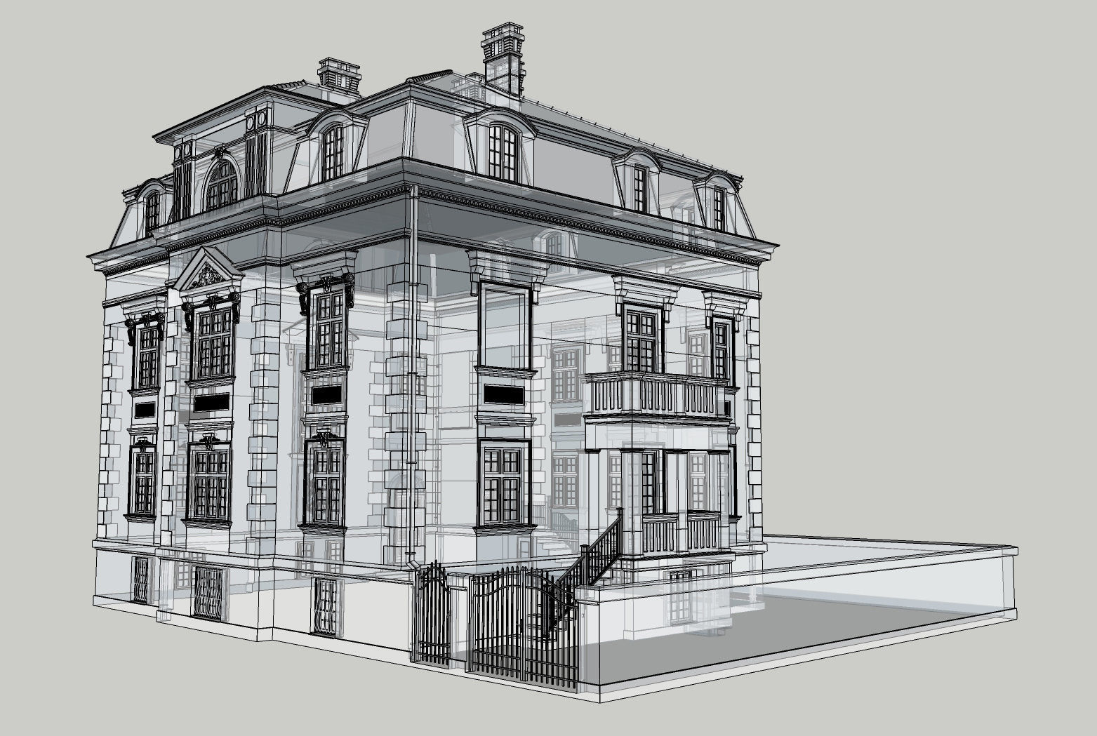 Elegant Townhouse HQ Model 3D model_26