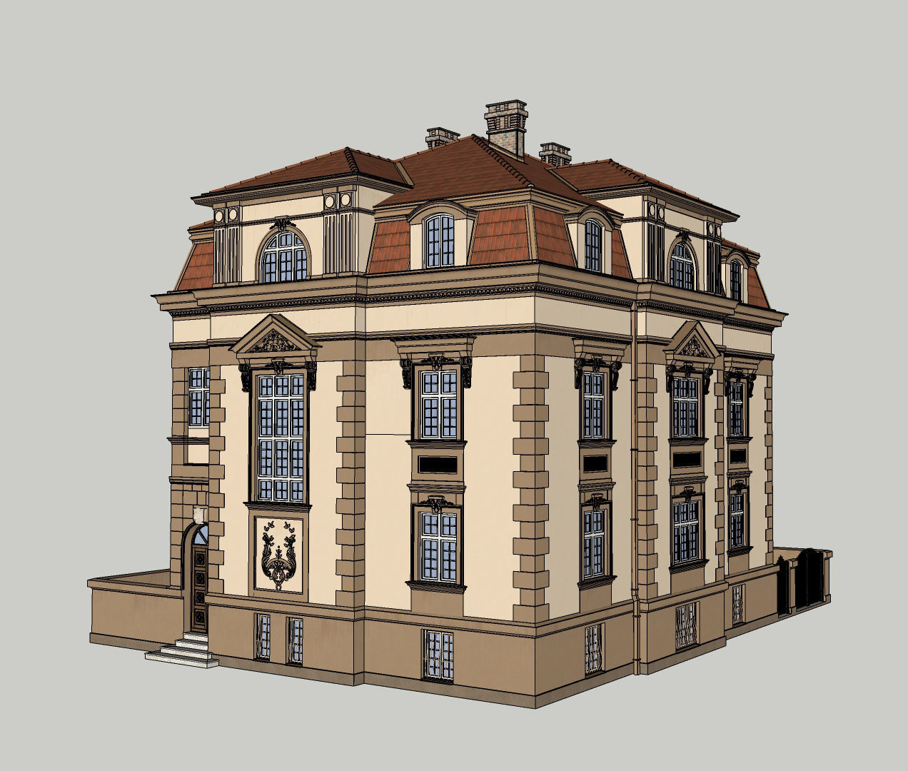 Elegant Townhouse HQ Model 3D model_21
