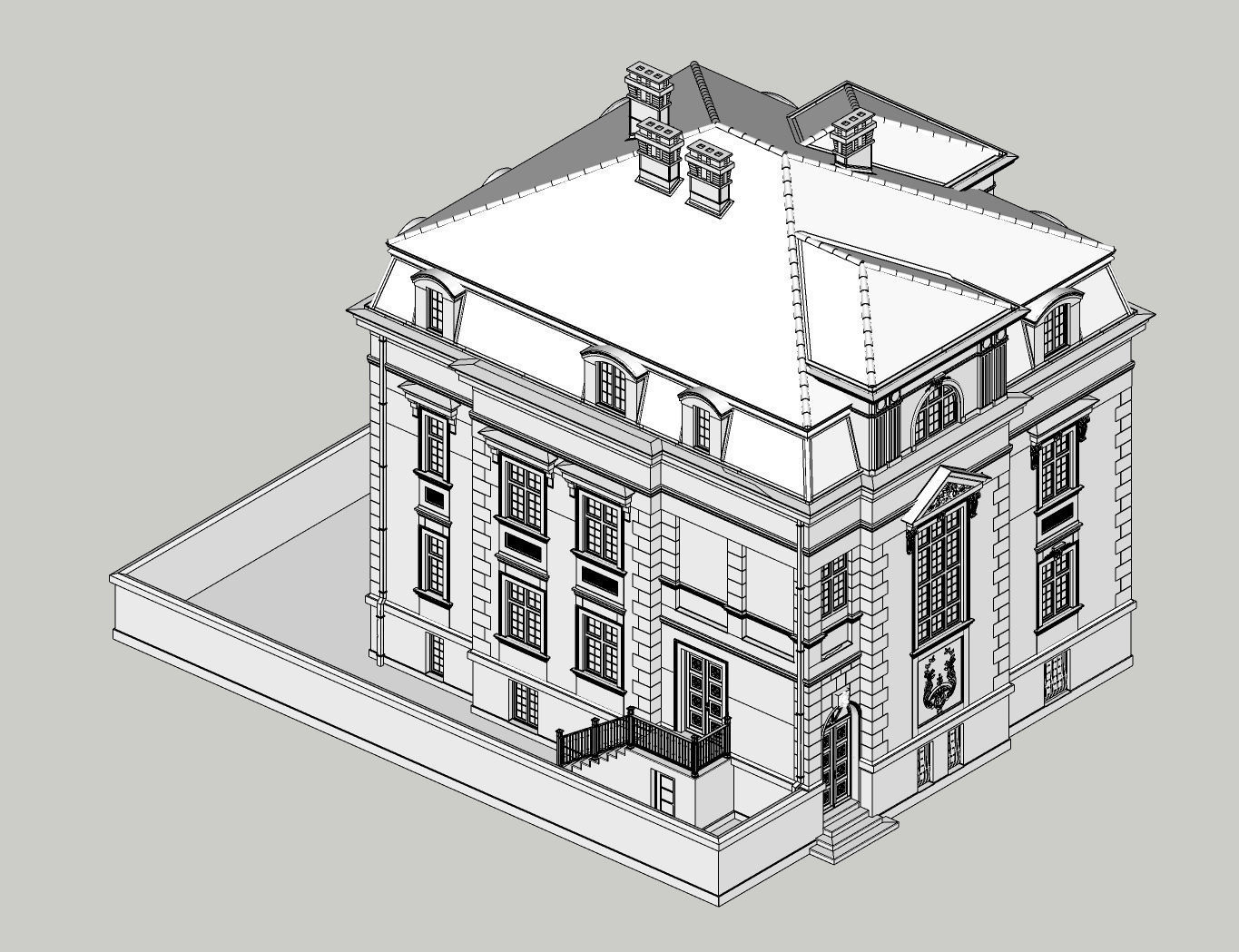 Elegant Townhouse HQ Model 3D model_24