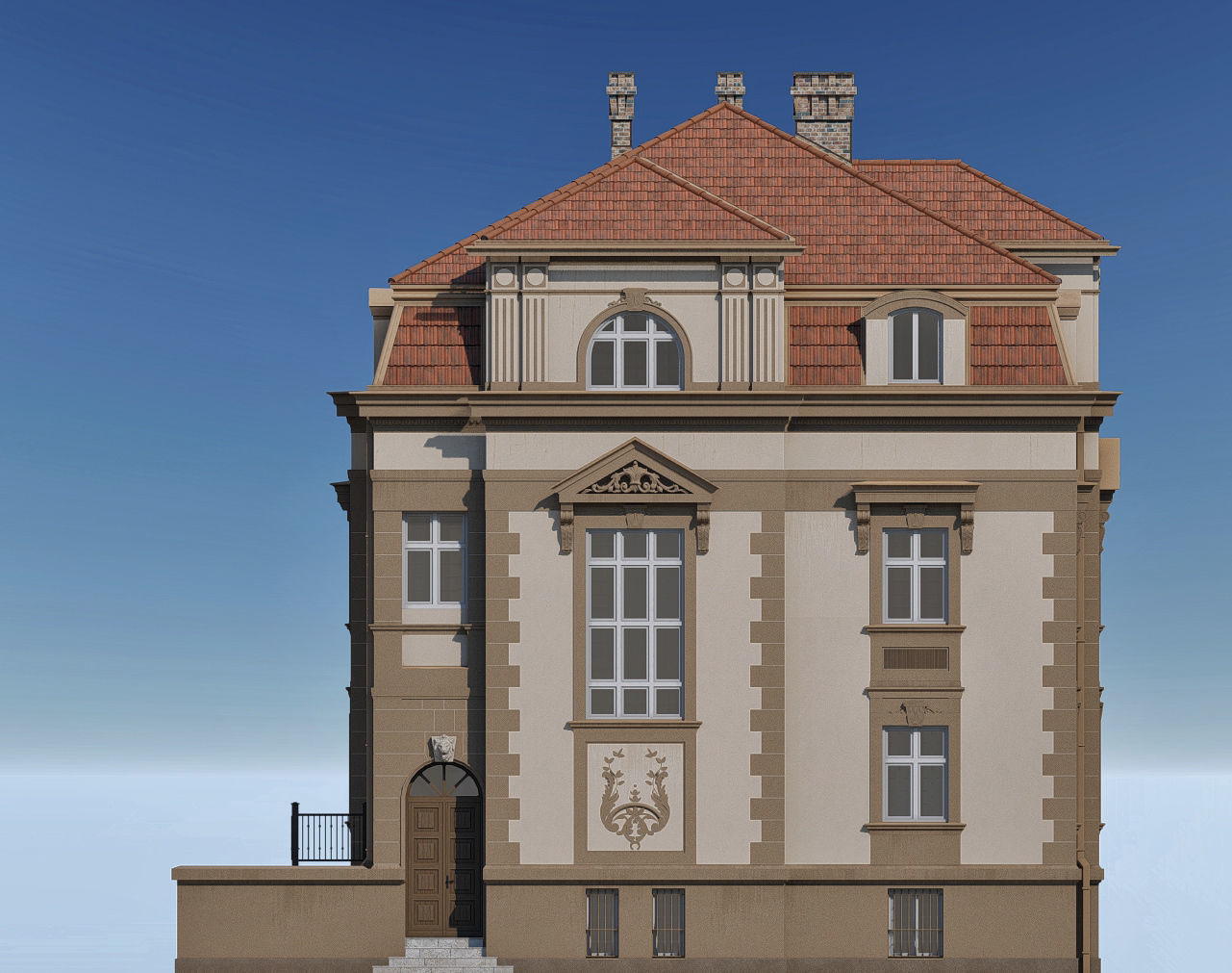 Elegant Townhouse HQ Model 3D model_12