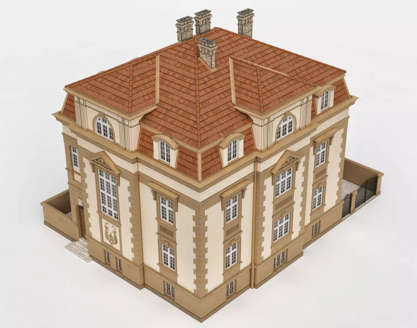 Elegant Townhouse HQ Model 3D model_0