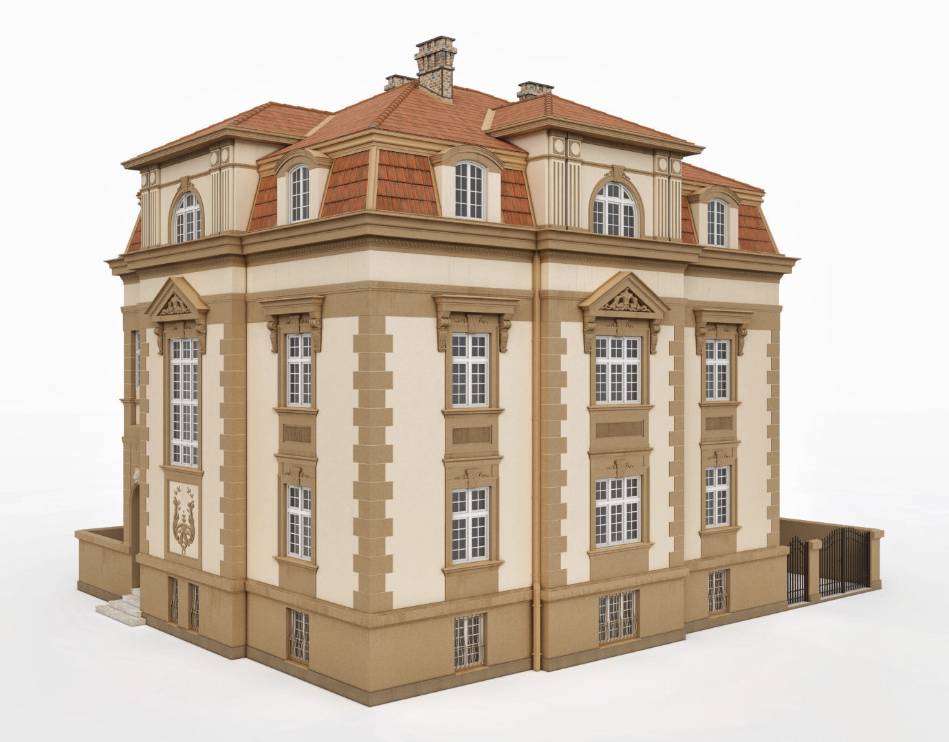 Elegant Townhouse HQ Model 3D model_8