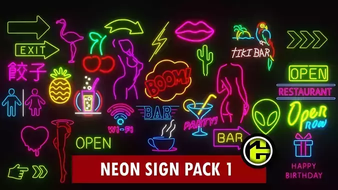 Ultimate Neon Sign Pack 1 Low-poly 3D model