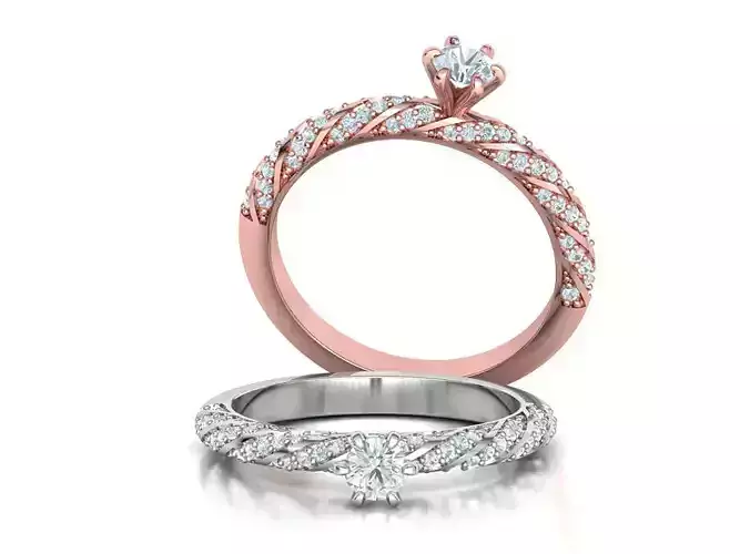 Solitaire Diamond Engagement Ring Spiral Design 