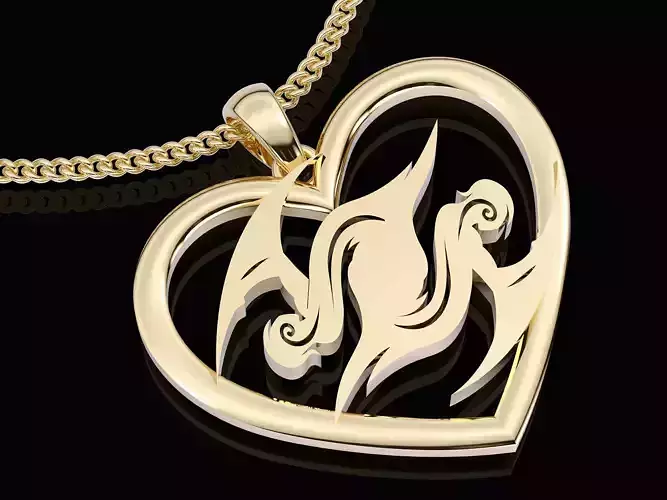 Gemini zodiac pendant gold printable jewelry 3D model