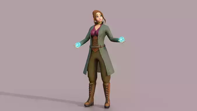Mage Cartoon Female in Blender 