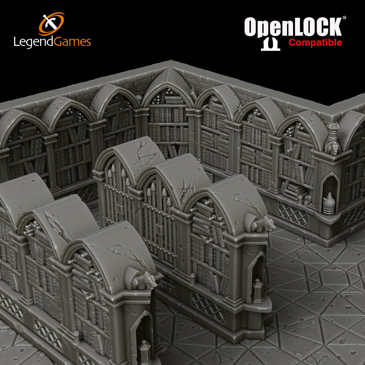 LegendGames OpenLOCK Wizards Library 3D print model_2
